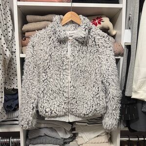 Women's Gray Faux Fur Jacket